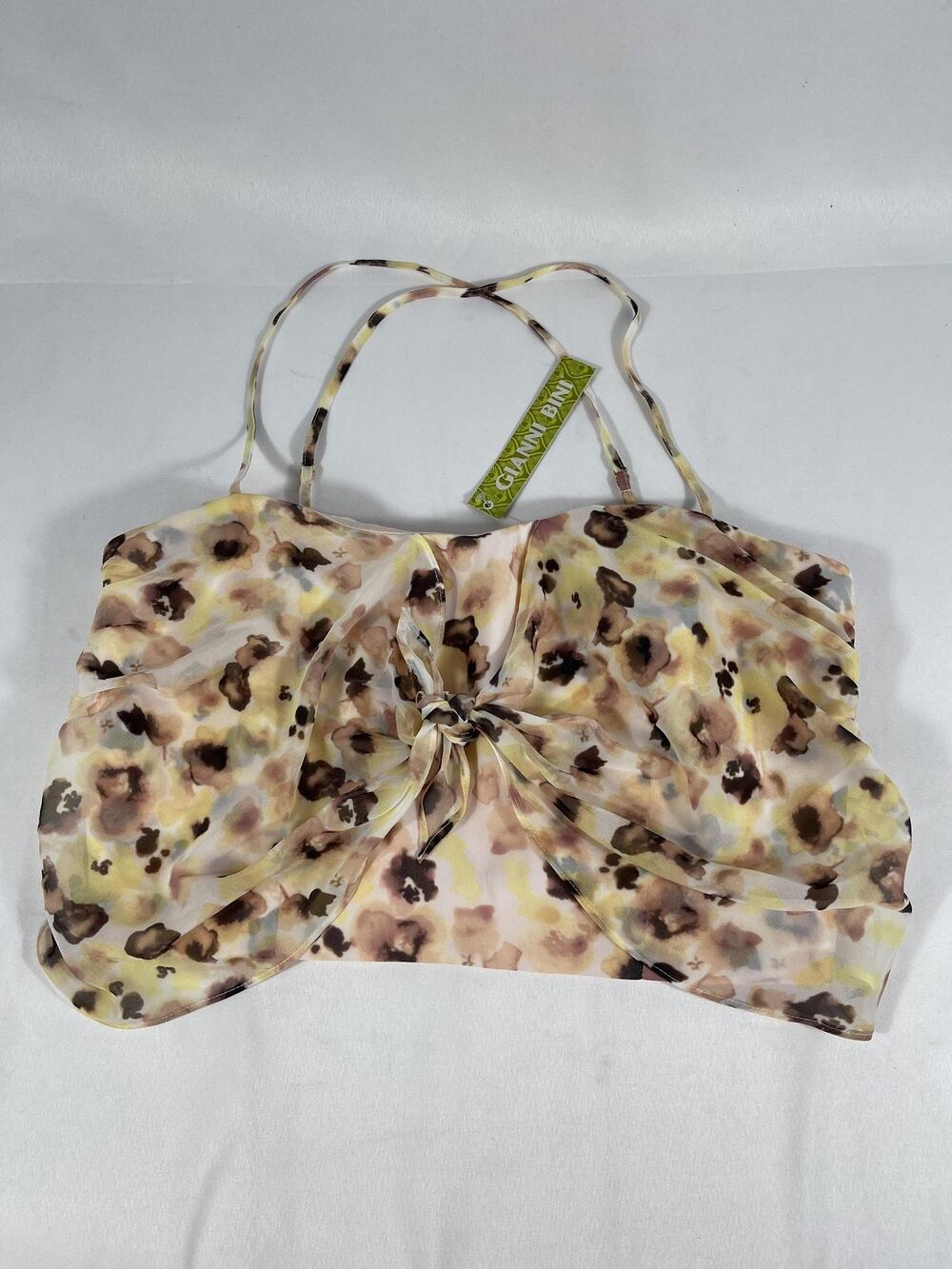 Gianni Bini Blouse Women's Size M Wild Flower Print Sleeveless Floral Crop Top